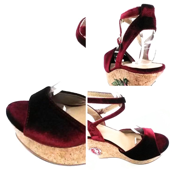NEW! Burgundy Crush Velvet Wedge! - Picture 7 of 12